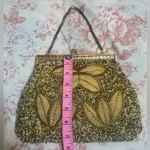 Vintage Art Deco Style Beaded Gold Yellow Clutch - Picture 9 of 10